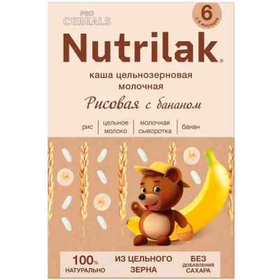 Каша Procereals Рисовая цельнозерновая с бананом молочная 200 г Nutrilak 81982 1